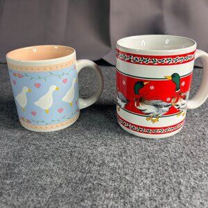 Vintage Mug Duck Duckling Goose Geese 90s Grannycore Coffee Tea Korea Lot of 2